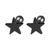 Brincos De Parafuso Geométricos Pretos 2 Peças Em Aço Inoxidável Estrela Piercing Para Mulheres E Brincos De Parafuso Geométricos Pretos 2 Peças Em Aço Inoxidável Estrela Piercing Para Mulheres E