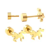 Brincos De Pato Kawaii Banhados a Ouro 18K Em Aço Inoxidável Com Fecho De Rosca Para Mulheres - Brincos De Pato Kawaii Banhados a Ouro 18K Em Aço Inoxidável Com Fecho De Rosca Para Mulheres -