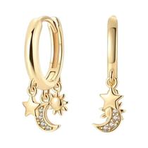 Brincos De Pérola Em Prata 925 Com Design De Abelha, Estrela E Lua, Joias Da Moda Em Alta, Presentes