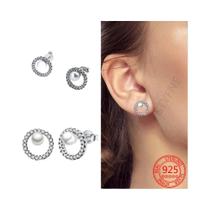 Brincos De Pérola Em Prata Esterlina 925 Com Argola Aberta Para Mulheres, Joias Finas De Alta