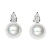 Brincos De Pérola Imitada Em Forma De Gota Com Zircônia Para Casamento E Festas Femininas