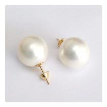 Brincos De Perola Shell 10mm De Ouro 18k 750