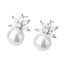 Brincos De Pérolas Imitadas Coloridas E Radiantes Com CZ Para Mulheres, Joias Elegantes Em Forma De