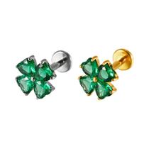 Brincos De Piercing Corporal Em Titânio Puro 16G Com Flor De Trevo Para Lábio, Orelha, Hélice,