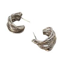 Brincos De Poste Em Forma De C Com Linhas Torcidas Em Camadas, Banho De Ouro, Para Mulheres E