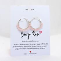 Brincos de prata 925 com pedra de quartzo rosa feitos à mão