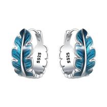 Brincos De Prata 925 Com Pingente De Pena Azul Em Borracha, Para Mulheres, Joia Para Casamento,