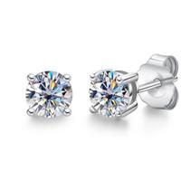 Brincos De Prata 925,feminino,4mm Moisssanita Anuclub Brincos De Prata 925,feminino,4mm Moisssanita Anuclub