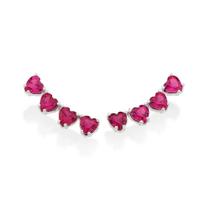 Brincos de prata 925 femininos ear cuff coração zircônias rommanel rosa 820117 Brincos de prata 925 femininos ear cuff coração zircônias rommanel rosa 820117
