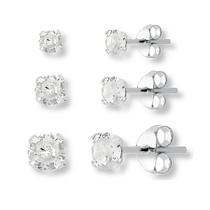 Brincos De Prata 925 Solitário Zirconia Redondo P/ 3 Furos Brincos De Prata 925 Solitário Zirconia Redondo P/ 3 Furos