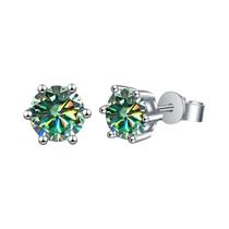 Brincos De Prata Esterlina 925 Com Moissanite Para Mulheres, Corte Redondo Brilhante VVS1, Diamante Brincos De Prata Esterlina 925 Com Moissanite Para Mulheres, Corte Redondo Brilhante VVS1, Diamante