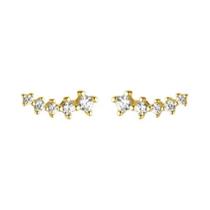 Brincos De Prata Esterlina 925 Com Zircônia Em Arco Para Mulheres, Joias De Festa Da Moda, Brincos De Prata Esterlina 925 Com Zircônia Em Arco Para Mulheres, Joias De Festa Da Moda,