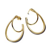 Brincos De Prata Esterlina 925 Femininos Com Design De Gota D'água E Círculo Duplo - Joia De
