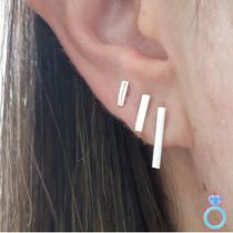 Brincos De Prata Pura Trio Feminino 925 Palito Minimalista Moderno Brincos De Prata Pura Trio Feminino 925 Palito Minimalista Moderno