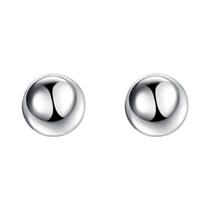 Brincos De Prata Redondos Lisos Com Pérolas 8/10/12mm Para Mulheres, Joias Para Casamento E Festa De