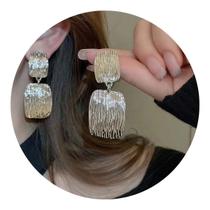 Brincos de Pressão Retangular Prateado Festas Luxo Mulheres Brincos de Pressão Retangular Prateado Festas Luxo Mulheres