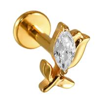 Brincos De Titânio G23 Com Rosca Interna Em Formato De Flor Para Piercing Labial, Helix, Tragus E