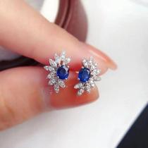 Brincos de Zircônia Cúbica Azul para Mulheres - Elegantes Acessórios para Festa e Casamento