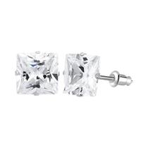 Brincos De Zircônia Cúbica Quadrada De Aço Inoxidável Com 4 Garras Para Homens E Mulheres 4 5 6 7mm