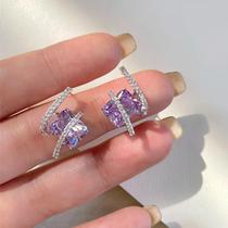 Brincos de Zircônia Cúbica Roxa - Acessórios de Noiva para Casamento