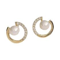 Brincos De Zircônia Imitando Pérolas Geométricas Elegantes Com Design Oco