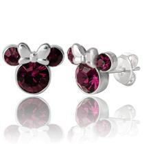 Brincos Disney Minnie Mouse February Birthstone Women