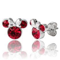 Brincos Disney Minnie Mouse July Birthstone para mulheres