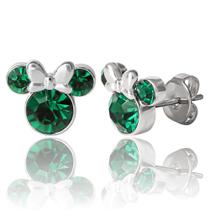 Brincos Disney Minnie Mouse May Birthstone para mulheres Brincos Disney Minnie Mouse May Birthstone para mulheres