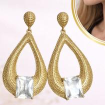 Brincos Dondocas - Dourado com pedra colorida Cor:Prata