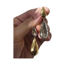 Brincos Dourados Assimétricos Em Forma De Gota Com Zircônia Brilhante, Joias De Metal Pesado Para Brincos Dourados Assimétricos Em Forma De Gota Com Zircônia Brilhante, Joias De Metal Pesado Para