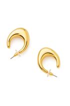 Brincos Dourados Femininos Oval Concha Liso Luxo Nf Par