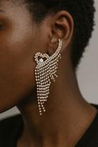 Brincos earcuff earhook folheado a ouro e prata com strass