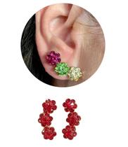 Brincos earcuff flor p