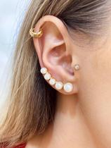 Brincos earcuff folhados a outo e a prata detalhes perolas