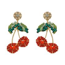 Brincos Elegantes De Cereja Com Strass E Contas, Acessórios Femininos Para Festas E Feriados Brincos Elegantes De Cereja Com Strass E Contas, Acessórios Femininos Para Festas E Feriados