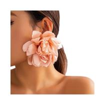Brincos Elegantes De Cetim Com Flor Grande Para Mulheres, Joias Vintage Para Festas E Casamentos Brincos Elegantes De Cetim Com Flor Grande Para Mulheres, Joias Vintage Para Festas E Casamentos
