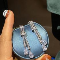 Brincos Elegantes Femininos Com Zircônias E Franjas Longas, Joias Brilhantes Para Casamento E Brincos Elegantes Femininos Com Zircônias E Franjas Longas, Joias Brilhantes Para Casamento E