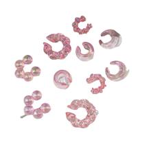 Brincos Em Forma De C Com Clipe Torcido Iridescente Em Gel Pastel, Acessórios De Joias Para