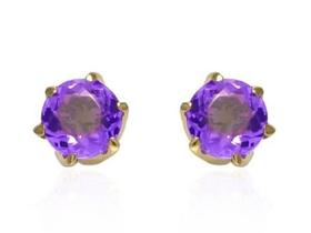 Brincos Em Ouro 18K Com Ametistas AZ1073