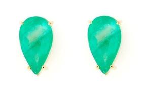 Brincos Em Ouro 18K Com Esmeraldas Gota AZ441