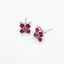 Brincos em Prata 925 com Pedras Naturais e Marcassita Central