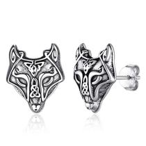 Brincos FaithHeart Sterling Silver Wolf para homens Brincos FaithHeart Sterling Silver Wolf para homens