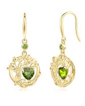 Brincos FANCIME Tree of Life em prata esterlina 925, peridoto
