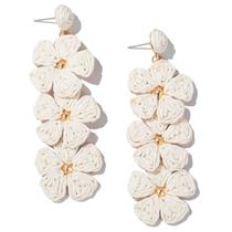 Brincos FANCY SHINY Boho Flower Raffia Dangle para mulheres