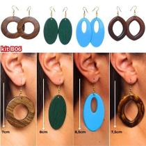 Brincos feminino 4 pares diversos tamanhos e cores puro estilo