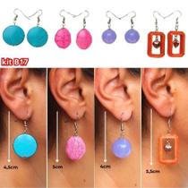 Brincos feminino 4 pares diversos tamanhos e cores puro estilo