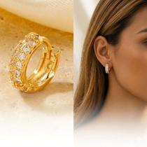 Brincos Feminino Argola Cravejada Zircônia Banhado Ouro 18k Acessórios Brincos Feminino Argola Cravejada Zircônia Banhado Ouro 18k Acessórios