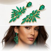 Brincos Feminino Asas Longas Luxo Strass Cravejado Banhado Zircônias Festa