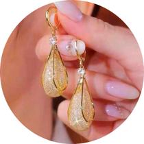 Brincos Feminino Gota Strass Luxo Rede Festa Joia Fashion -