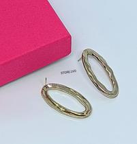 Brincos Feminino orgânico Folhado Ouro Dourado e Prata / Par de Brincos Liso Oval Vazado Prateado Verniz Antialérgico